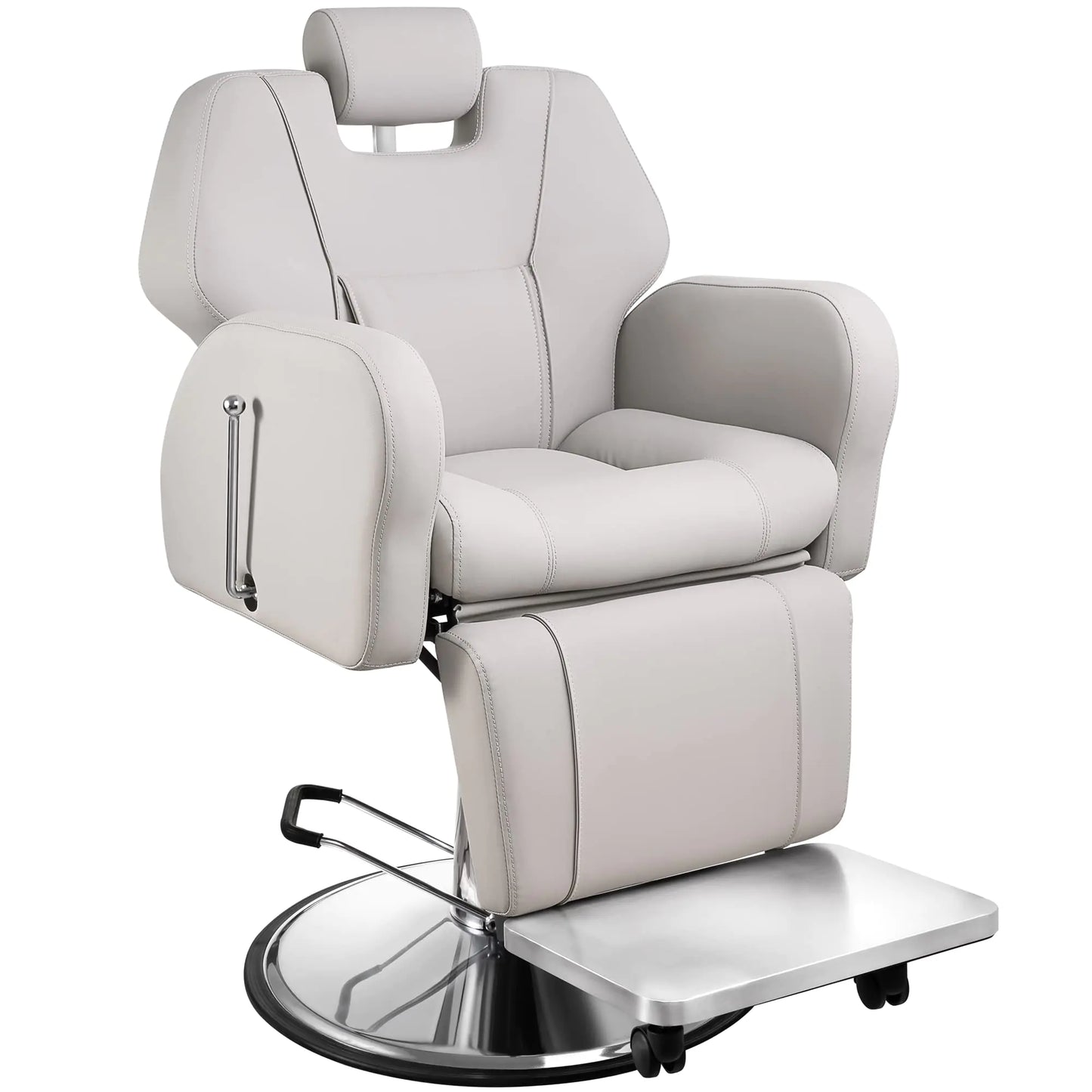 Baasha Barber Chair Reclining Salon Chair for Hair Stylist Hair Salon Chair All-Purpose Hair Chair with Heavy-duty Steel Frame Shampoo Chair Stylist Chair Tattoo Chair Beauty Salon Equipment -Gray